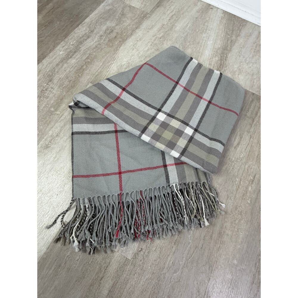 Pottery Barn Gray Plaid Throw Blanket